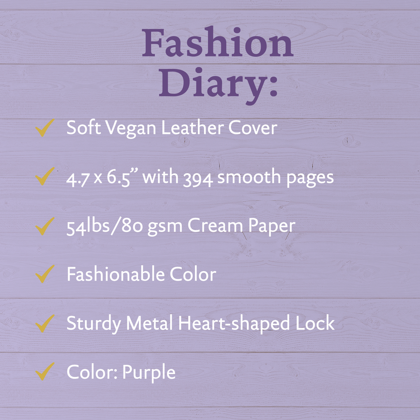 5 Year Diary for Women and Girls: Five-Year Happiness, Memory and Daily Journal with Heart Lock - 4.7x6.5", 394pages (Lilac)