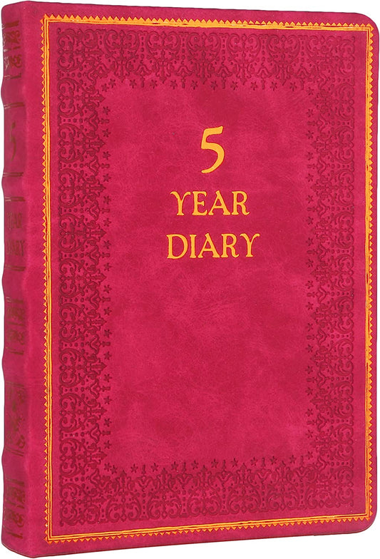 Five-Year Vintage Look Diary (Motivational, Prayer, Gratitude, Mindfulness, Self-Help and Daily Affirmations) 4.64x6.6", 394p. (Red)