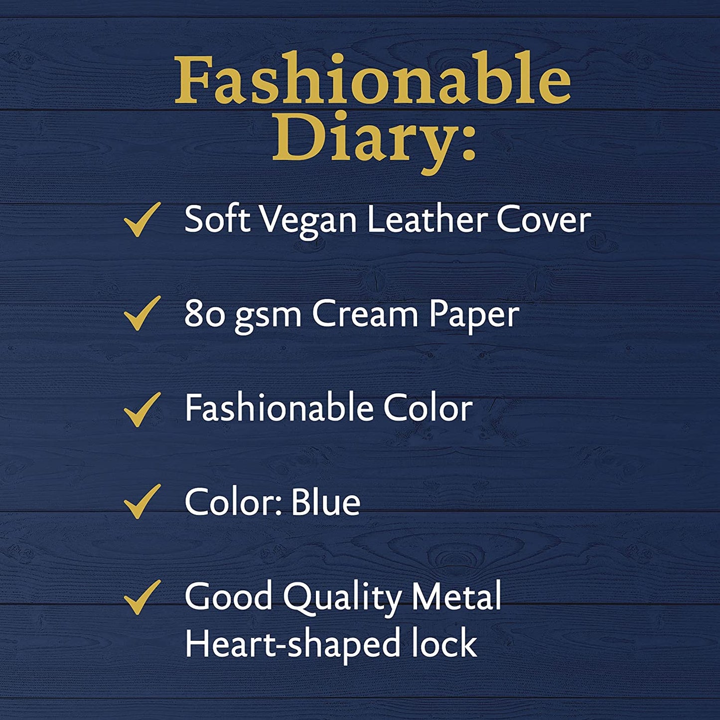 Heart Shaped Lock Journal, Lock Diary for Girls with Key, Vegan Leather Cover, Cute Locking Secret Notebook for Teens, 5.3x7.3",320p Victoria's Journals Secret Diary, College-ruled(Dark Blue)