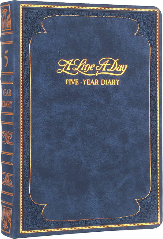 Five-Year Vintage Look Diary (Motivational, Prayer, Gratitude, Mindfulness, Self-Help and Daily Affirmations) 4.64x6.6", 394p. (Matte Blue)