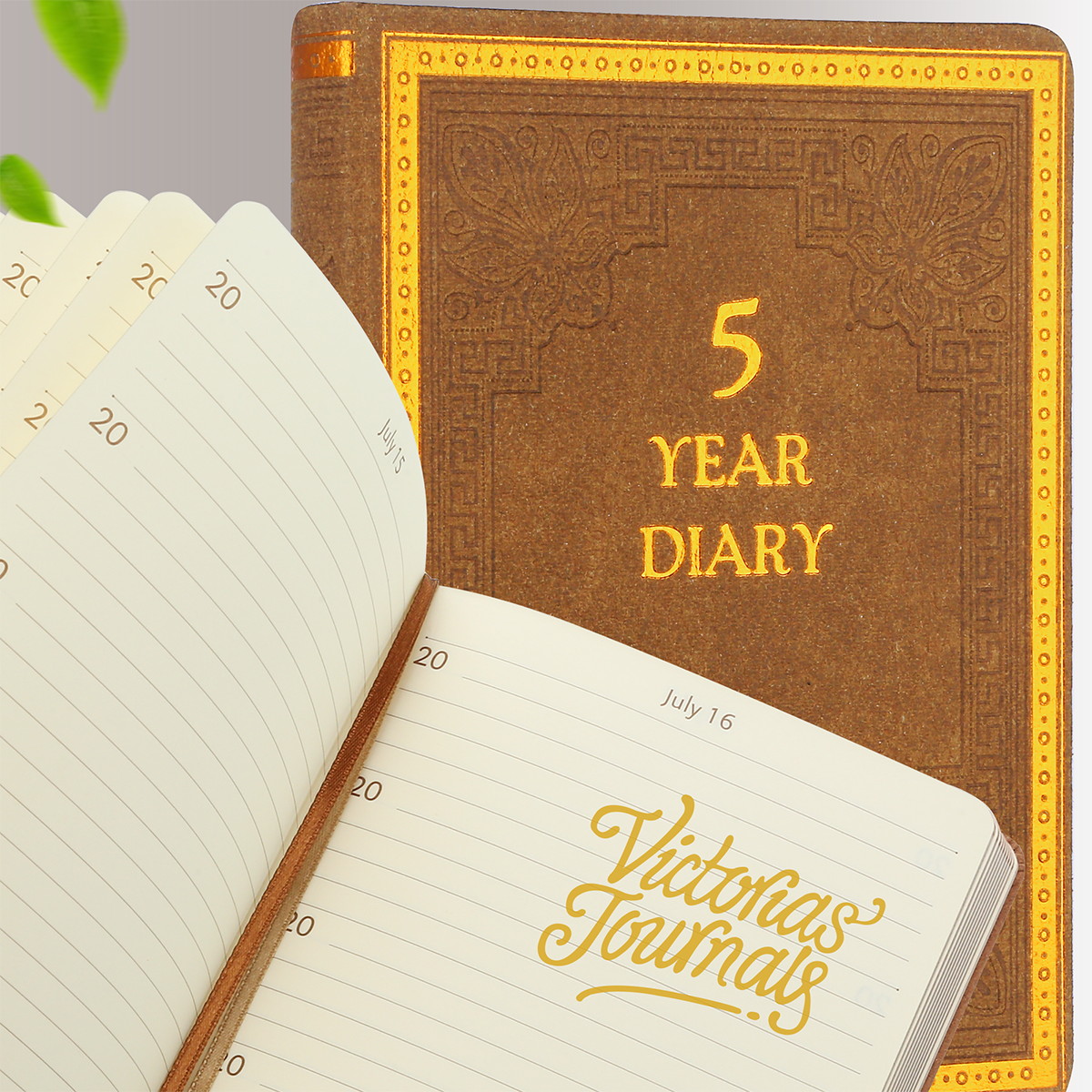 5 Year Recycled Leather Diary (Brown)