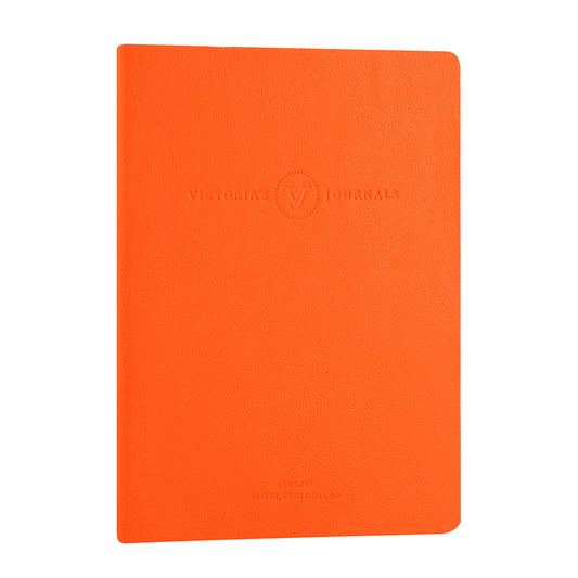 Victoria's Journals Neon Dotted Bullet Journal, Flexy Leatherette Cover, 96pages, 80 gsm (Neon Orange)