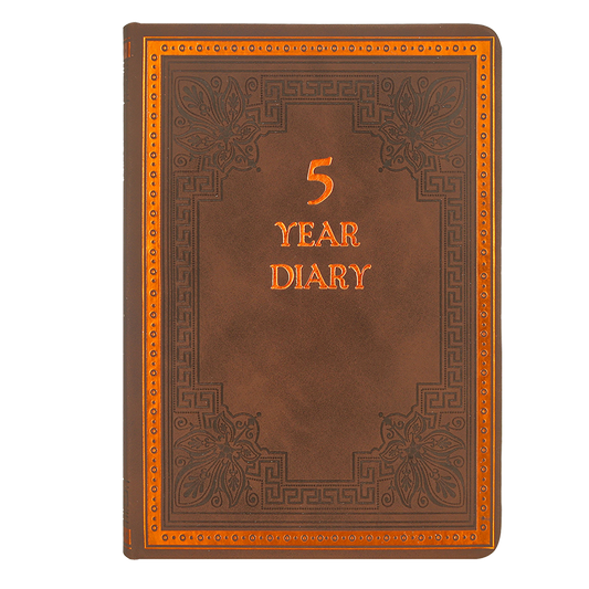 Five-Year Vintage Look Diary (Motivational, Prayer, Gratitude, Mindfulness, Self-Help and Daily Affirmations) 4.64x6.6", 394p. (Brown)