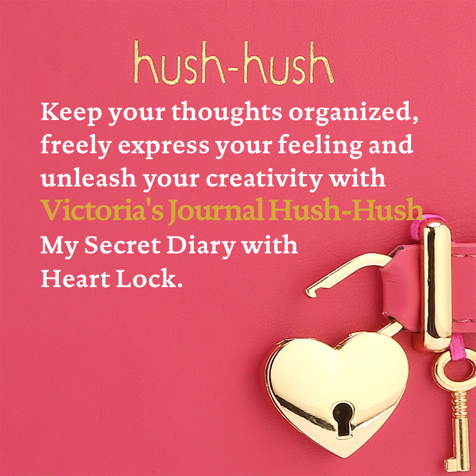Heart Shaped Lock Journal, Lock Diary for Girls with Key, Vegan Leather Cover, Cute Locking Secret Notebook for Teens, 5.3x7.3",320p Victoria's Journals Secret Diary, College-ruled(Hot Pink)